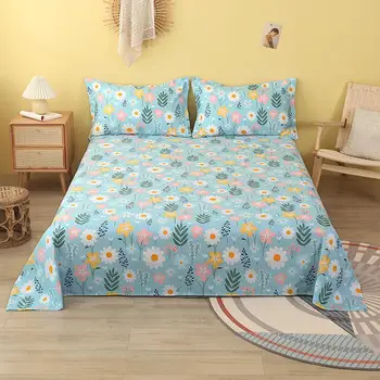 

1 pc 100% Cotton Bedding Sheets Queen/King Size juego sabanas Colorful Floral Flat Sheet For Adult Kids Bedspread Bed Linens