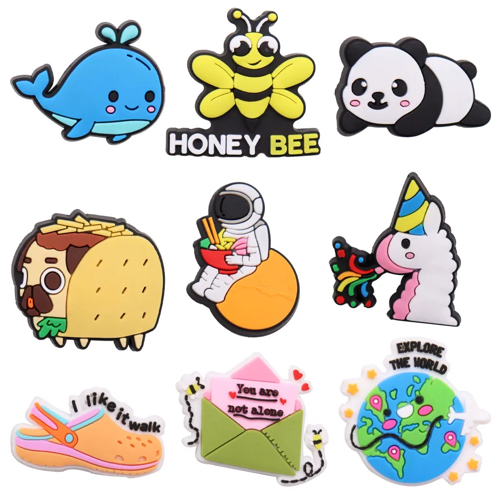 1Pcs Animals Cartoon Bee Crocs Shoes Panda PVC Garden Shoe Charms Decorations Croc Jibz Diy Wristband Backpack Party Gifts |