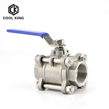 

BSPT 1/4" 3/8" 1/2" 3/4" 1" （DN8-DN25）Three-Piece Full Port Ball Valve Thread Type Stainless Steel SS304 Ball Valve