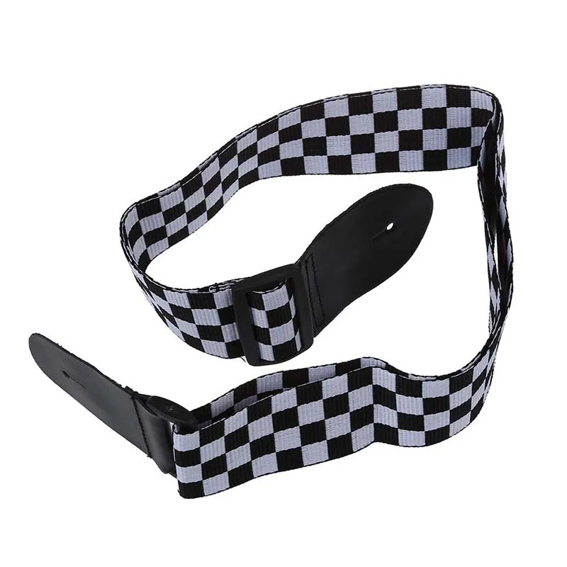 Black White Checker Flag Strap For Electric Acoustic Guitar Musical Instrument