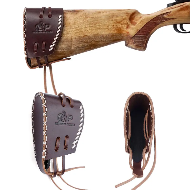 

Tactical Hunting Gun Accessories Handmade Leather Slip On Recoil Pad Adjustable Lace Shoulder Universal Fit Shotgun Buttstock