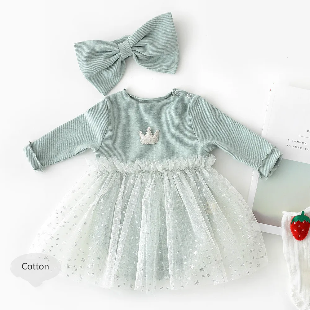 Newborn Baby Girl Clothes Long sleeve Mesh Princess Baby Girl Dress Party  Birthday Dress 0 3 6 months Infant Baby Girl Clothing  SmeshMega.com
