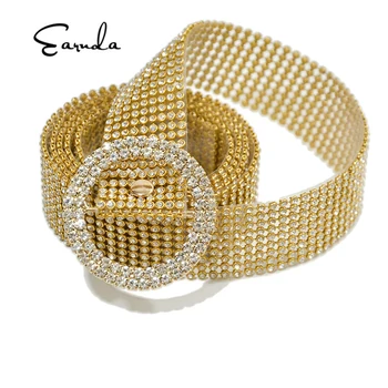 

Earnda Fashion luxury women's rhinestone belt female ten row bright bride wide bling crystal diamond waist chain belt rhinest