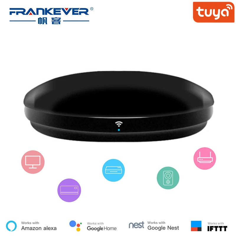 

FrankEver Smart IR Remote Controller All in One WiFi IR Blaster Controller Universal Repeater Hub Work with Alexa Tuya APP