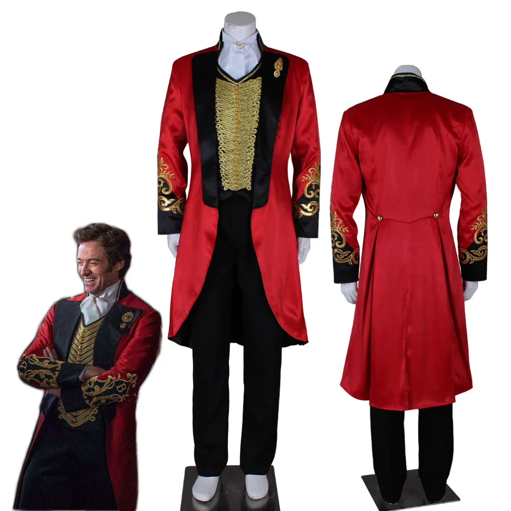 Цирк, костюмы для развлечений, самый большой Showman Barnum, косплей костюм мужской костюм на Хэллоуин, красный длинный пиджак, жилет, брюки, полный комплект