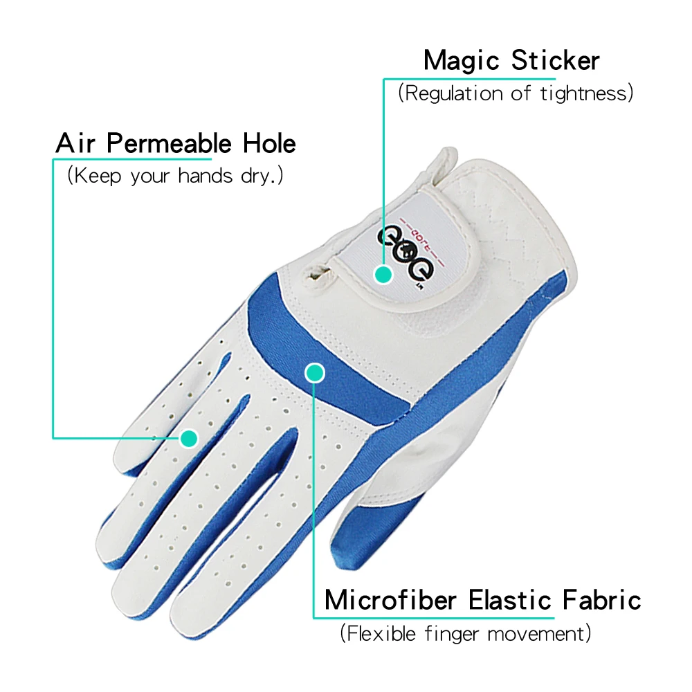 1pair left and right hand Golf Gloves children Boys grils fabric 2 colors white pink blue soft and breathable sports glove new 6