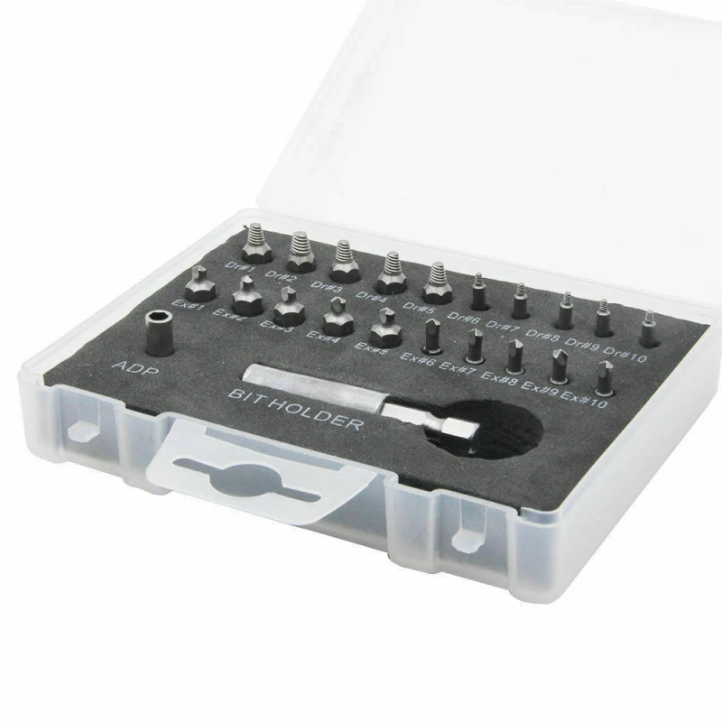 

22PCS Damaged Screw Extractor Set for HSS Bolt Extractor Stripped Remover with Magnetic Extension Bit Holder Socket Adapter Kit