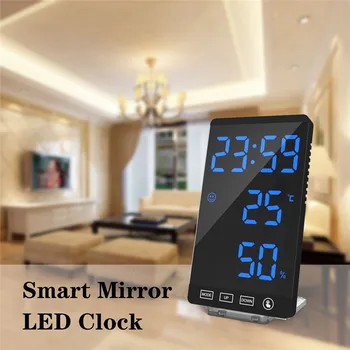

Digital Alarm Clock LED Mirror Clocks durable practical Home Alarm Clocks Convenience Table Clock With Weather Temperature