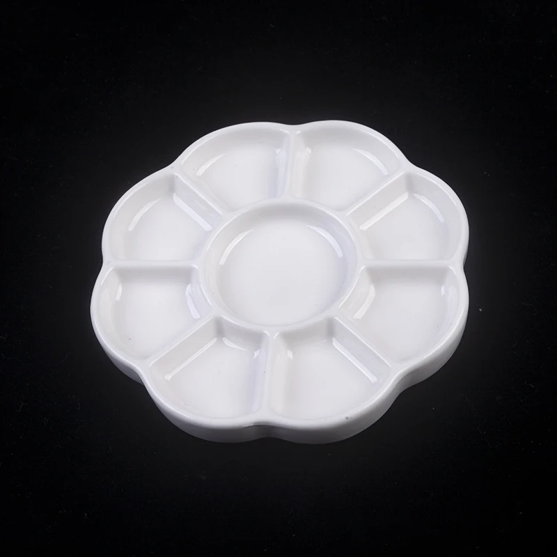 Artsecret White Ceramics Round 9 Hole Palette for Acrylic Oil Watercolor Gouache Craft DIY Art Painting Easy Washing color palette watercolor palette