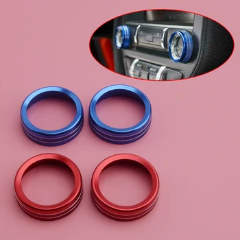 

2pcs Center Console Volume Tune Air Conditioning AC Knob Switch Ring Trim Fit for Ford Mustang 2015-2018 2019