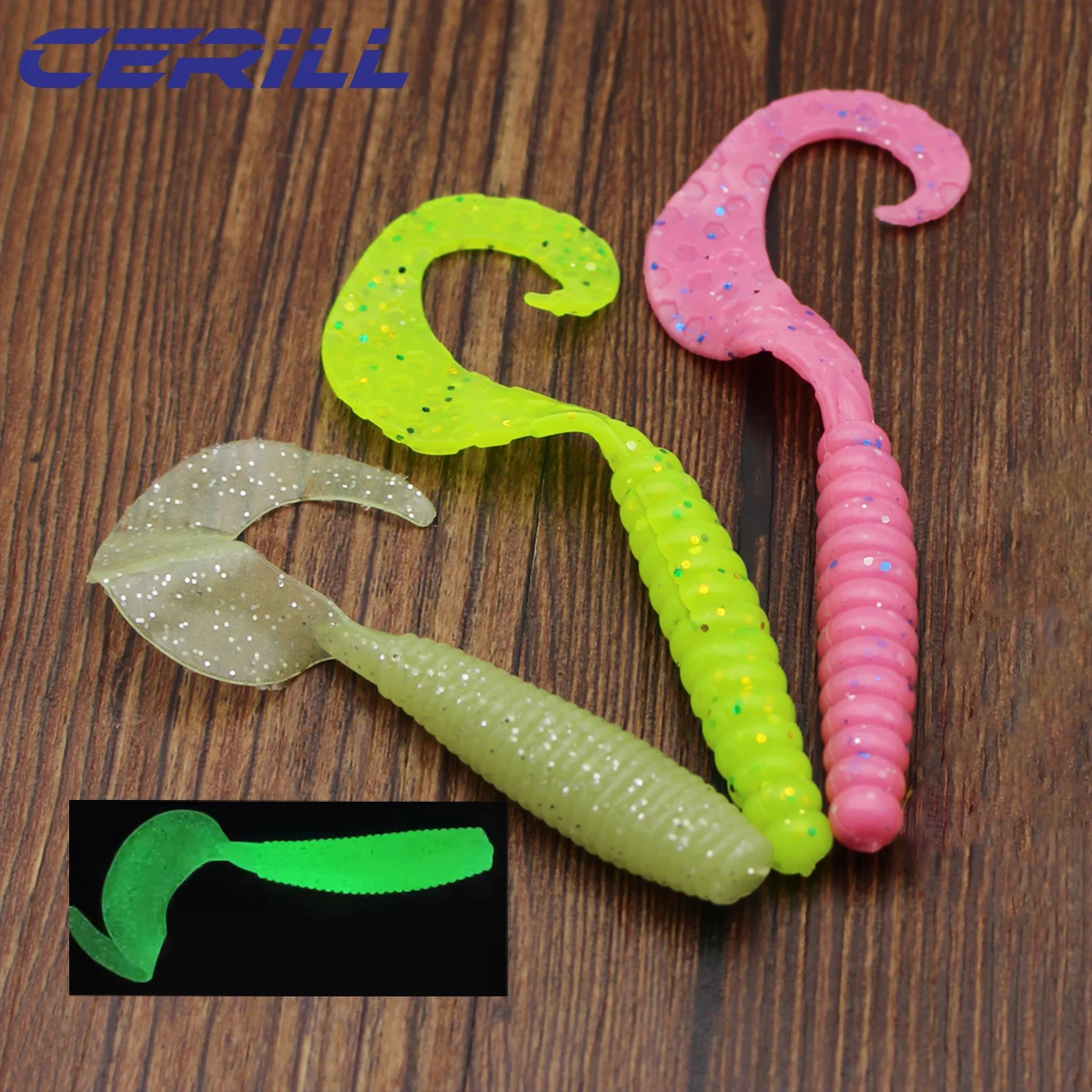 

Lot 10 Long Tail Wobbler Grub Bait Luminous Soft Fishing Lure Carp Bass Flexible Artificial Silicone Lifelike Volume Earthworm