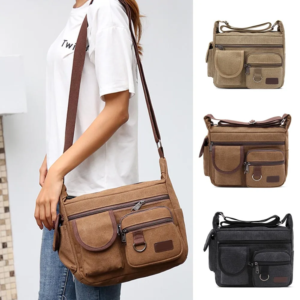 Unisex Men Vintage Shoulder Crossbody Bag Canvas Large Capacity For School Travel Mobile Phone Male Shoulder Bags Bolso Hombre