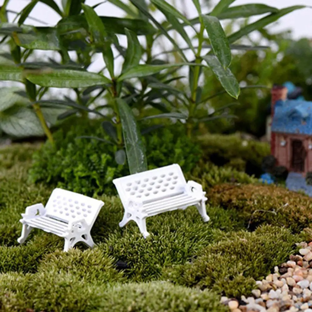 2 Pcs Bench Fairy Doll Chairs Terrarium Moss Decor Figurines Miniature Ornament Miniature Figurines Garden Miniatures Micro Landscape Accessories