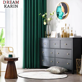 

Dark Green Blackout curtains For Living Room Bedroom Window Curtains Modern Thick Curtains Window Treatment Decoration