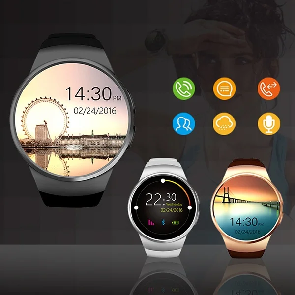 

KW18 Mtk2520 Smartwatch Intelligent Bluetooth 1.3 Inch Sport Watch SIM card and TF card Bluetooth Connection Sync Wristband
