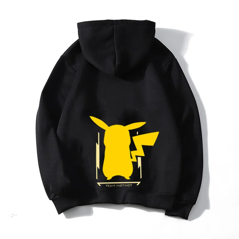 Boys Hoodie Kawaii Pika Clothes Casual Baby Sweatshirt Pikachu Print Pokemon Top Autumn Winter Kids Children Pullover Hoody Drop