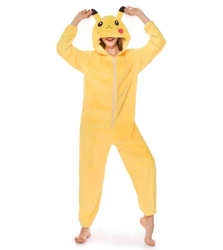 Pokemon Pikachu Pyjamas Hoodie Pajama Pijama Adult Pikachu Costumes Onesie Unisex Animal Cosplay Jumpsuit