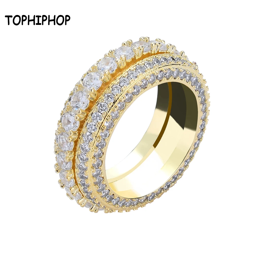 

European and American cross border hot style five row zircon rotary ring full of zircon hip hop personality rotating ring