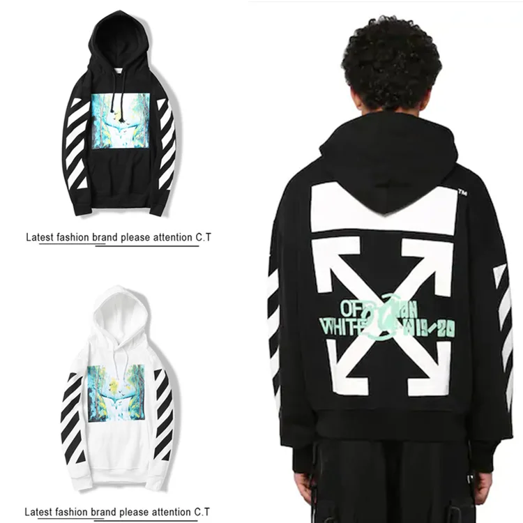 19SS OFF-WHITE OW пейзаж Картина масло мужская пара хлопок Толстовка