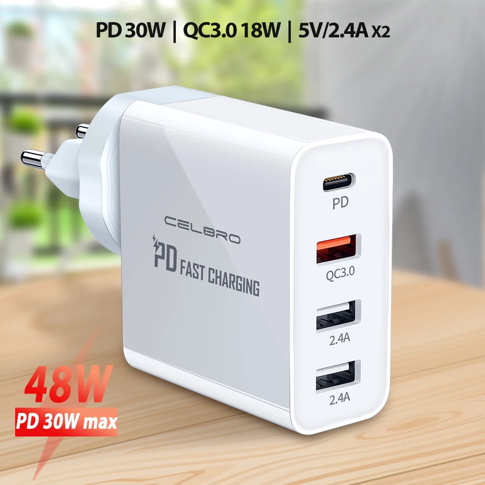 48 Вт многопортовое Зарядное устройство USB PD для macbook QC 4,0 3,0 4 порта Быстрая Зарядка Тип C зарядное устройство настенное дорожное зарядное устройство для телефона huawei