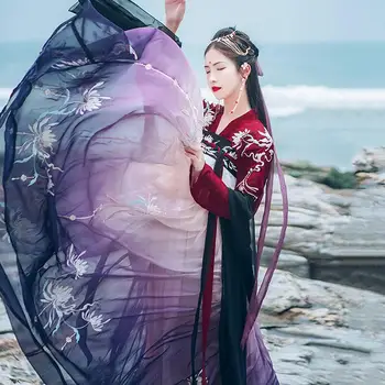 

Traditional Hanfu women's clothing antique style super pretty fairy skirt color changing embroidery skirt