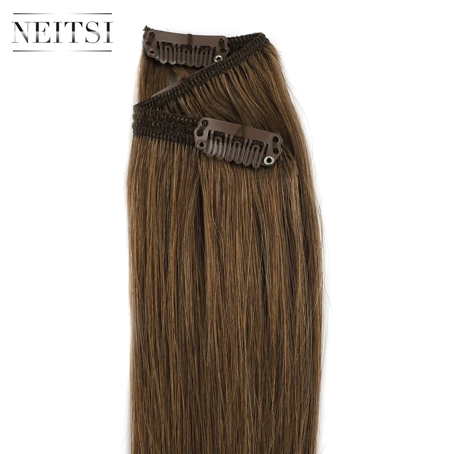 Neitsi Clip In Hair Extensions Balayage Color 20" 7 Pcs 100g 100% Machine Made Remy Colorful Hair With Clips Dip Dyed Extension