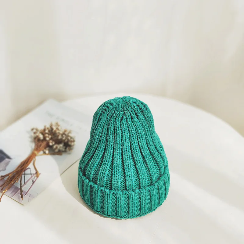 Children Knitted Hat Baby Simple Winter Cap For Boys Girls Warm Thick Kids Caps Korean Version Pumpkin Bonnets Baby Wool Hat 