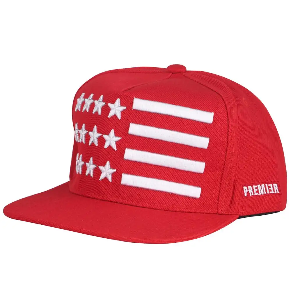 

America Embroidery Red Hats Five-pointed Star and Stripe Lovers Hat Tide Male Baseball Hip Hop Cap Woman Sunshade Snapback Hat