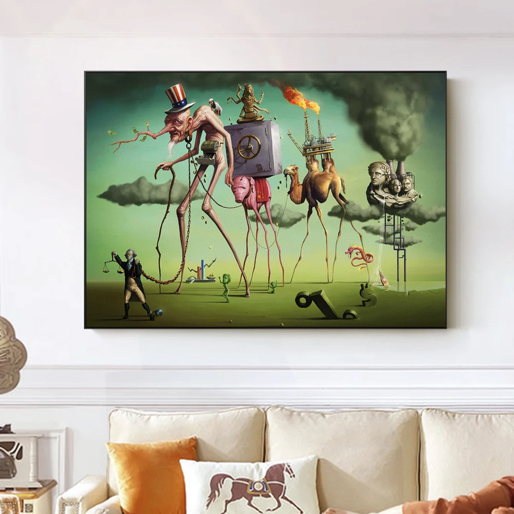 

"The American Dream" by By Salvador Dali Wall Art Canvas Paintings Famous Artwork Reproductions Wall Pictures For Living Room
