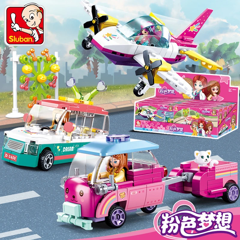 Sluban Pink Dream Series Building Blocks 469pcs B0921 Aircraft Submarine Car Assembled Model Brick Children Toy Gift | Игрушки и хобби