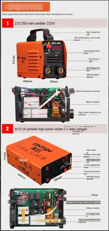 Soldador arco eléctrico compacto 250a 110/220v