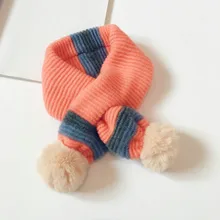 Осенне-зимний цветной Детский шарф в полоску, модный однотонный шарф в Корейском стиле с кольцом для мальчиков и девочек 47