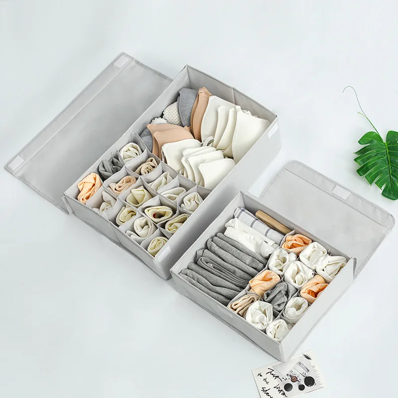 

Foldable Underwear Storage Box Washable Oxford Material Clothing Case Socks Bra Sundries Finishing Box Split Lattices Organizer