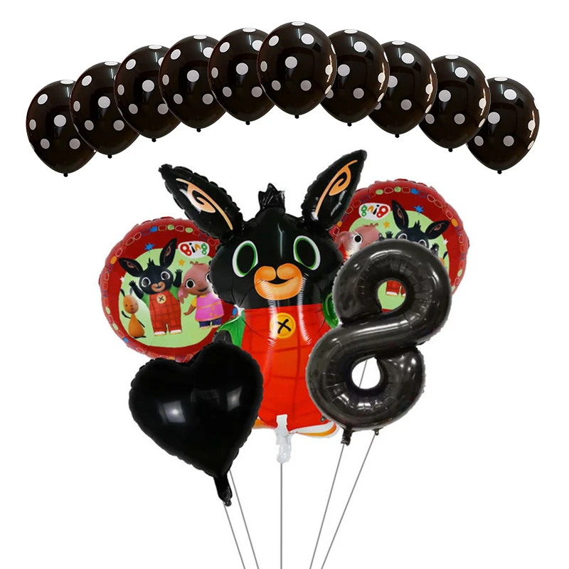 15 шт., фольгированные шары Bing Bunny, воздушные шары с мультяшным Кроликом, 12 дюймов, латексные шары в красный и черный горошек, декор для дня рождения, детские игрушки, принадлежности - Цвет: Лиловый