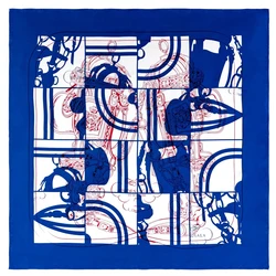 LESIDA Silk Feeling Scarf Big Square Satin Head Scarf for Women Plaid Design 35.5 × 35.5 inches Hair Wrapping Headscarf