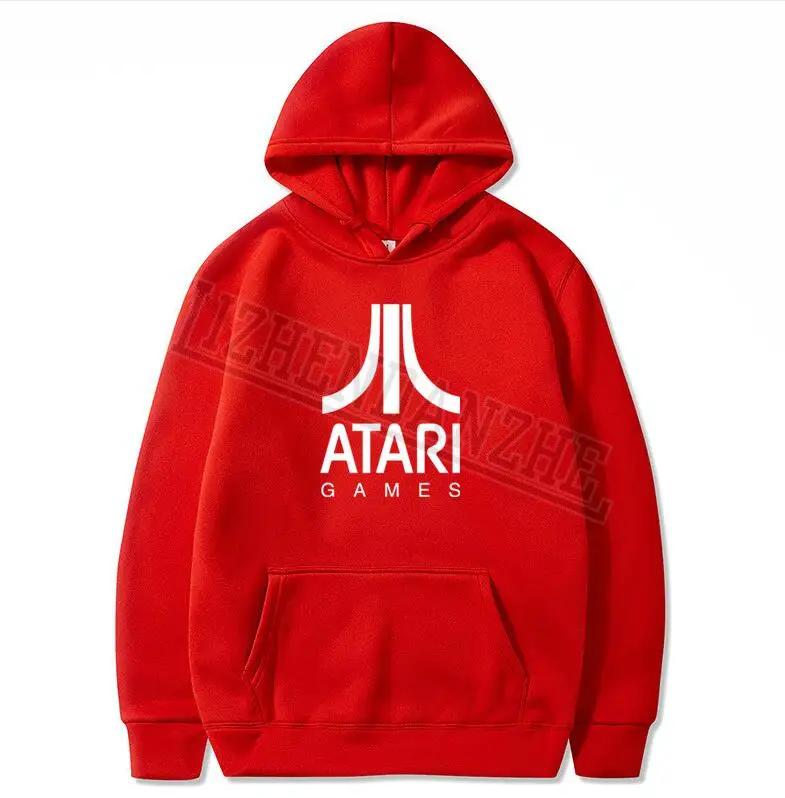 Красный Весна Осень Новые ATARI толстовки Модные мужские крутые печатные Мужская одежда Женская Толстовка Топы - Цвет: Красный
