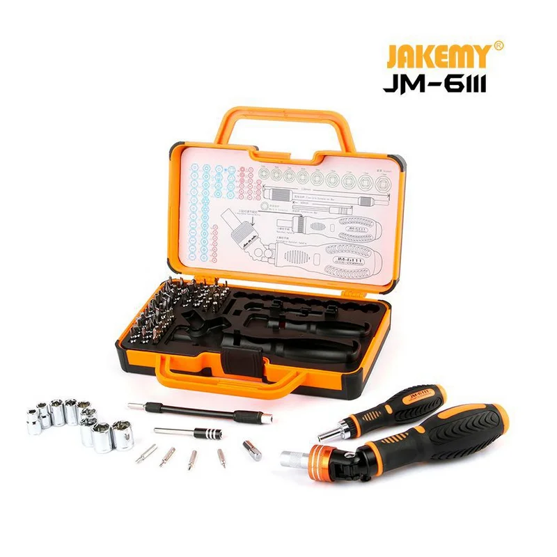 

JAKEMY JM-6111 69 in 1 DIY Hand Tool Set 180 Degrees Ratchet Screwdriver with Chrome Vanadium Bits Home Tools