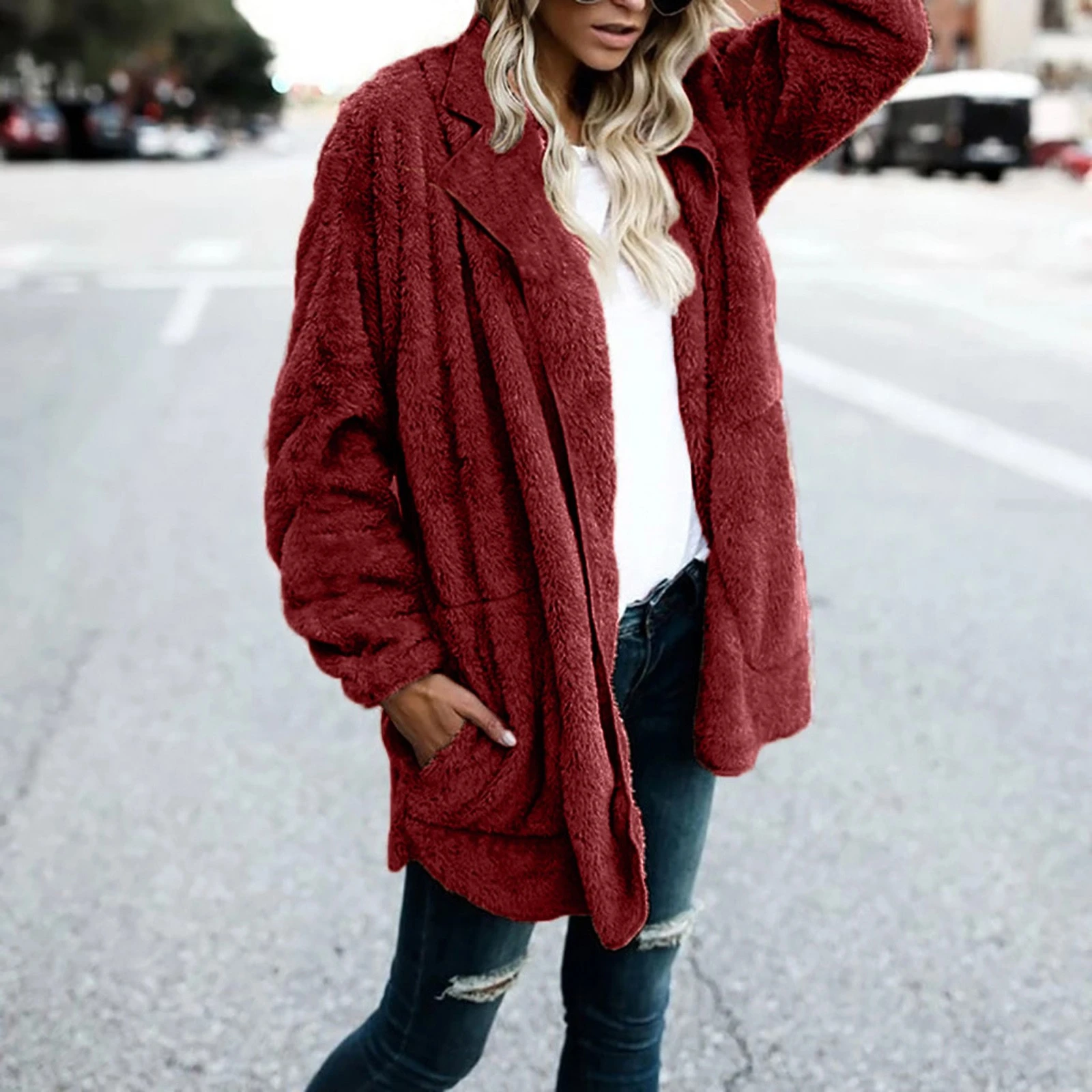 Chaquetas de lana gruesa para mujer, abrigo imitación informal prendas de vestir exteriores ropa de acampada y senderismo| | - AliExpress