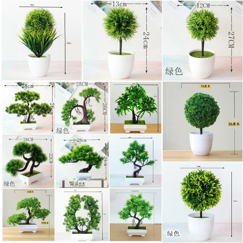 Artificial Plant Pine Potted Bonsai Fake Flower Home Desktop Decor Ornament 