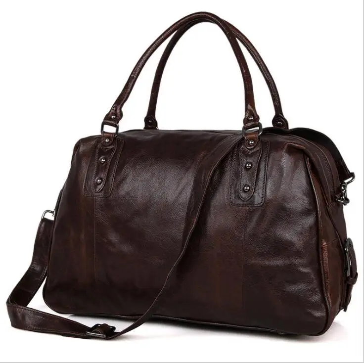 100% Genuine Leather Travel Bag Fashionable Luxury Designer Duffle Real Cowskin Weekend For Male Female 45cm | Багаж и сумки