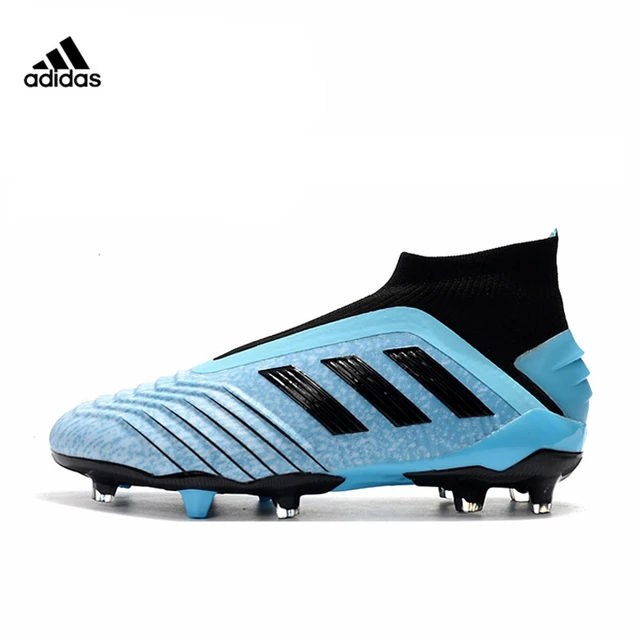Zapatillas de fútbol Adidas + FG 2019 nueva llegada de hombres fútbol azul plateado de alto tobillo acelerador botas de fútbol - AliExpress