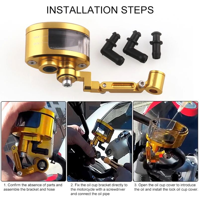 

CNC Motorcycle Brake Fluid Oil Reservoir Cup Tank/Bracket Support FOR KTM YAMAHA MT07 MT09 TMAX500 530 HONDA YZFR3 R25 Kawasaki