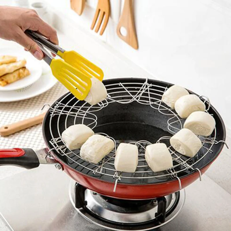 Foldable Silver Kitchen Tools Bowl Insulation Drain Oil Rack Steam Shelf Semicircle Home Use Stainless Steel Pot Frying Holder | Дом и сад