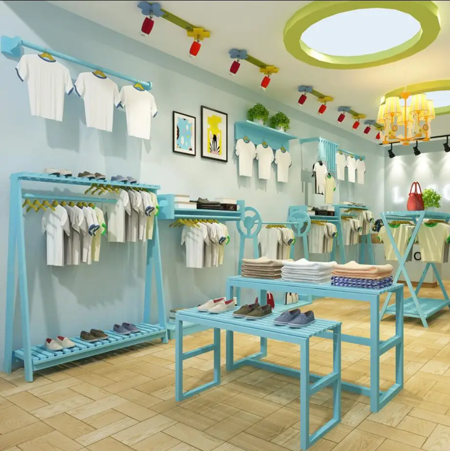 Estante de exhibición tienda de ropa para niños, wanghong, centro comercial, Exhibidor de pared, estante de exhibición de ropa para madres y bebés - AliExpress Hogar y jardín