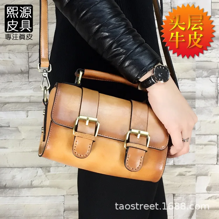 

New Style Origional WOMEN'S Leather Bags Full-grain Leather Skeleton-skin Retro Rub Color Cool Crossbody/shoulder Bag Poor Bag