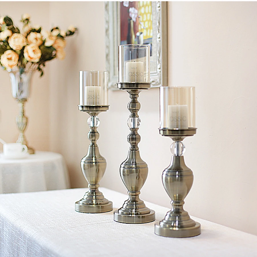 

Nordic Home Decor Accents Candlesticks Vintage Candle Holders Home Decorative Candles Lantern Candle Glass Lantern AZT007