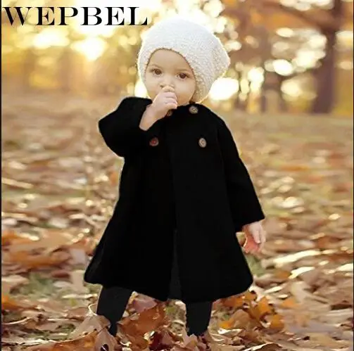 WEPBEL/модное однотонное длинное двубортное пальто для маленьких девочек, куртка детская одежда верхняя одежда, плащ, куртка на пуговицах