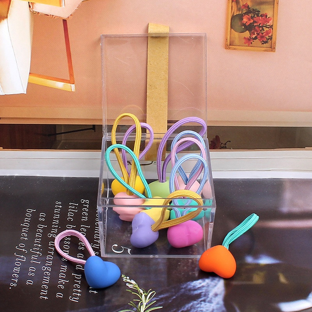 Version of Children's Hair Accessories Exquisite 10 Boxes Rubber Paint Jelly Color Hair Rope Rubber Band Hair Tie Female