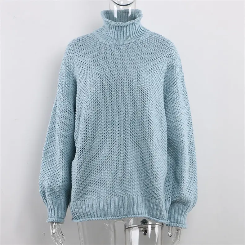 Уютные модные толстые свитера с высоким воротом, вязаный свитер большого размера, женский толстый теплый свитер, осенне-зимний женский свитер