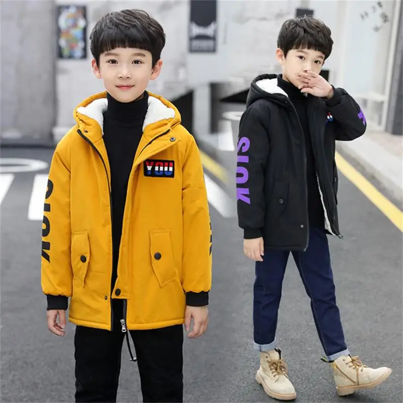 

2019 Boys autumn and winter new children's Korean version of the long section of thick windbreaker boy cotton coat